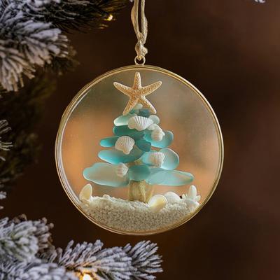 Sea Glass Nativity Christmas Ornament Beach-Inspired Hanging Ornament Nativity Christmas Tree Decoration for Xmas Tree Coastal Home Decor