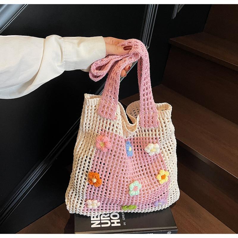 Woven Small Bag Women's Spring and Summer New Fashion Commuter Handbag Fashion Niche Flower Shoulder Bag