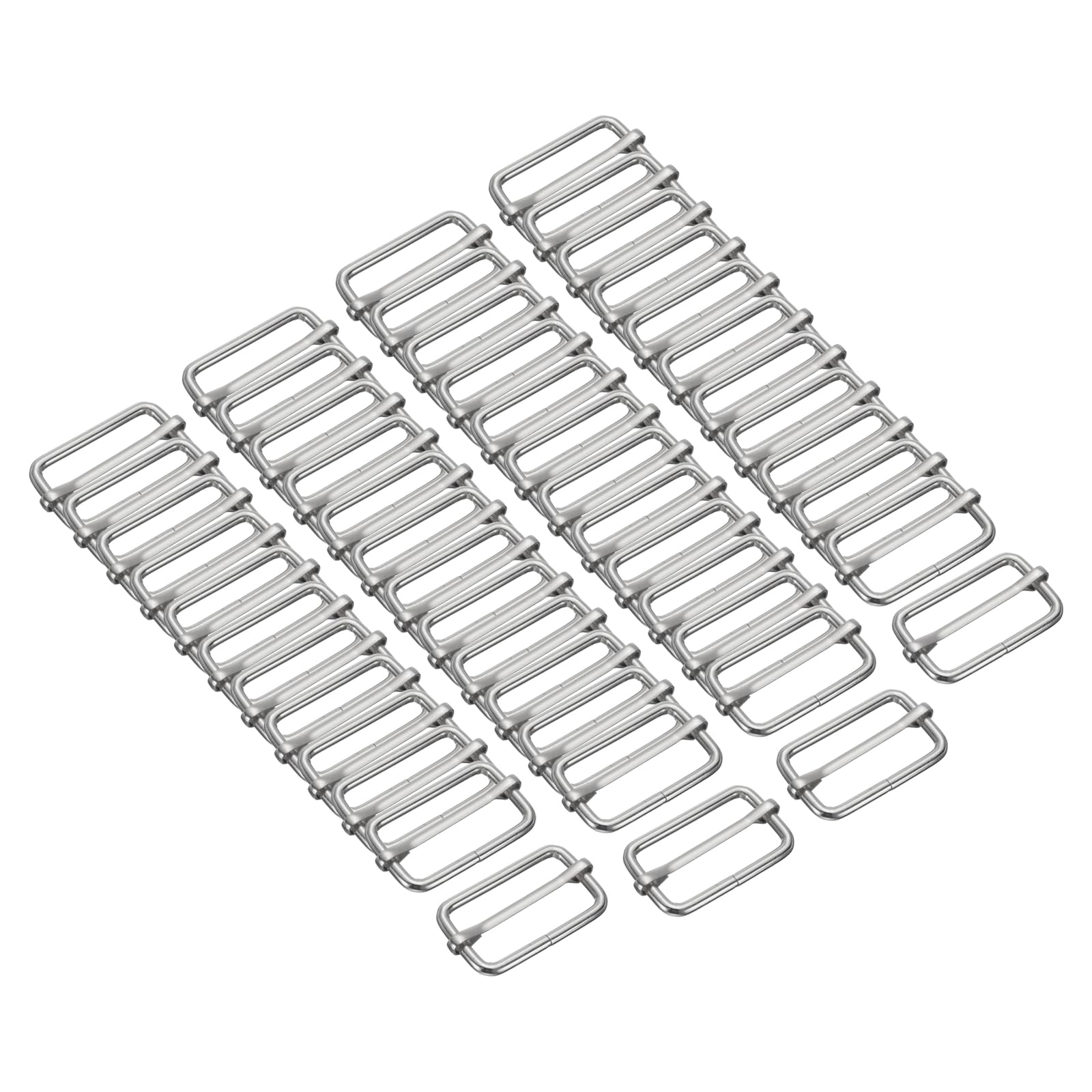 

50 Pack Metal Slide Adjustment Buckle 1 Rectangle Slide Adjuster Webbing Strap Slider for Belt Bag Backpack DIY Accessories Replacement [uxcell] 1/2