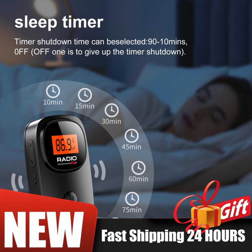 LCD Display Mini Radio Portable FM Radio Digital Tuning Pocket Radio Receiver with Earphone Battery Operated Radio with Clip