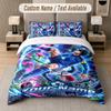 Blue Lock 3Pcs Bedding Set, Personalized Custom Name Text, 1 Duvet Cover & 2 Pillowcases For Bedroom