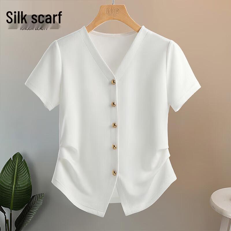 

Sibaisha Women s V-Neck Slim-Fit Button T-Shirt M