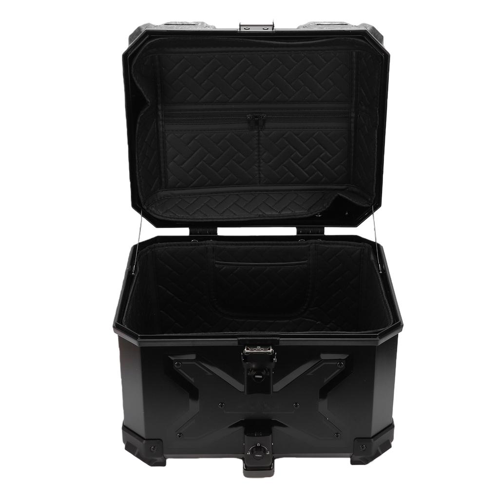 Motorcycle Top Case 45L Aluminum Alloy Handle Water Proof Anti Theft Lock System Universal Black