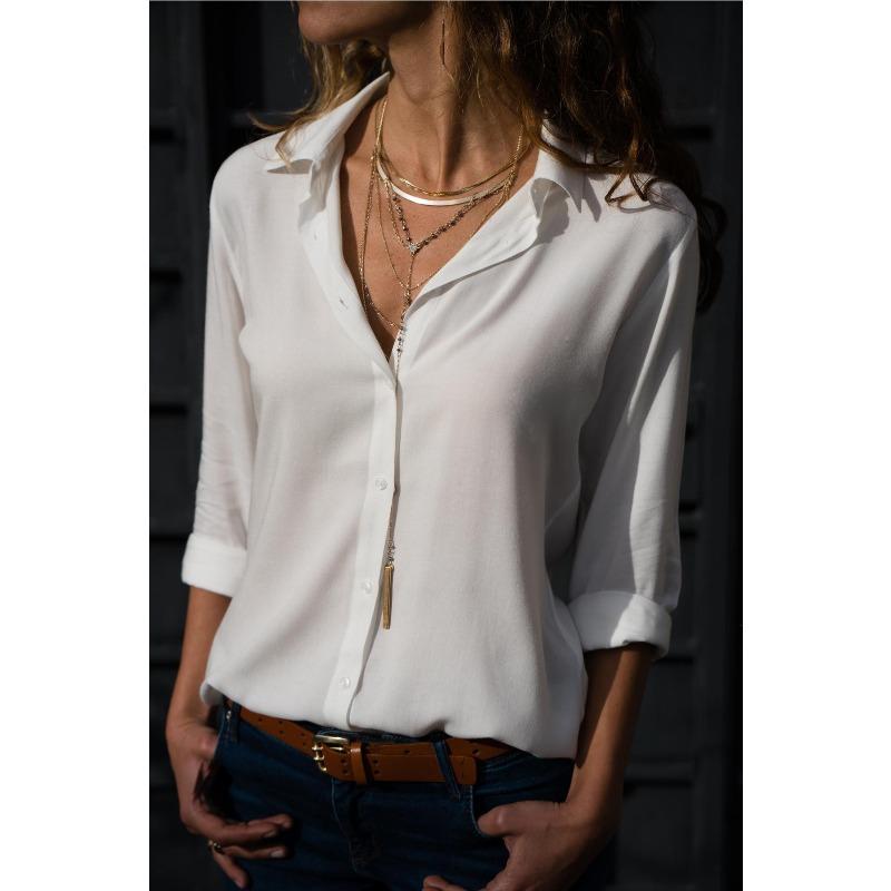 BITCED Women's Fashion Casual Solid Color Print Long Sleeve POLO Neck Blouses & Shirts