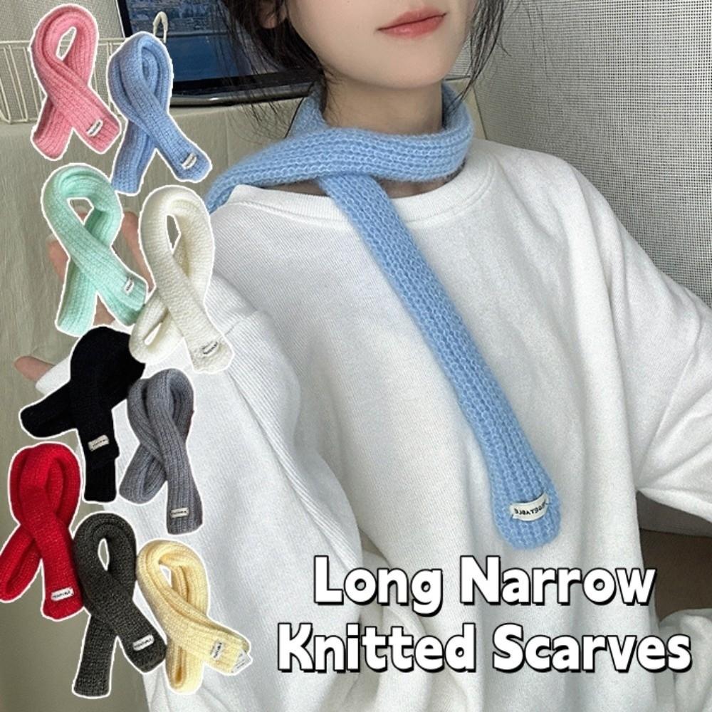 Korean Style Knitted Scarf Solid Color Sweet Scarf Cool Long Narrow Scarves  Spicy Girl