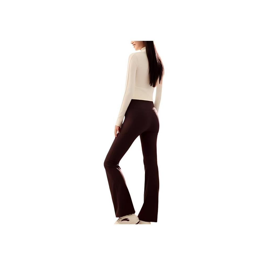 Anta Solid Color Fleece High Waist Casual Pants Women Bottoms Dark-Brown 962447302-3