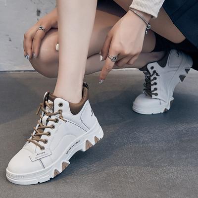 Autumn and Winter New Women's Shoes Platform Martin Short Boots Women's Trendy Versatile High-top Casual White Shoes Women
