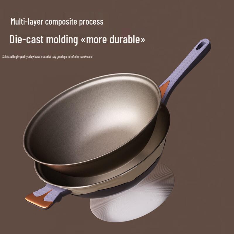 34cm Titanium Micro-Pressure Flat-Bottom Wok