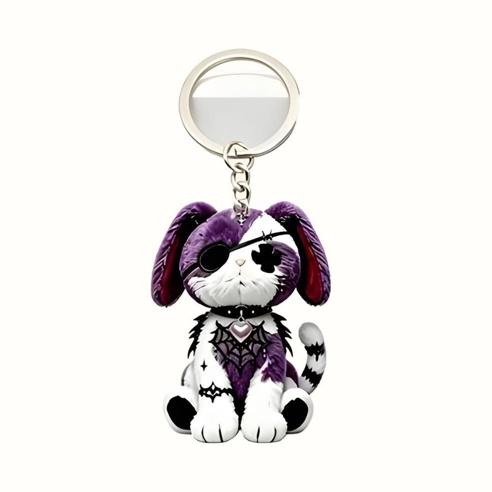 Acrylic Material Cat Keychain Wounded Cat Style Bag Charm Ornament Halloween Accessories