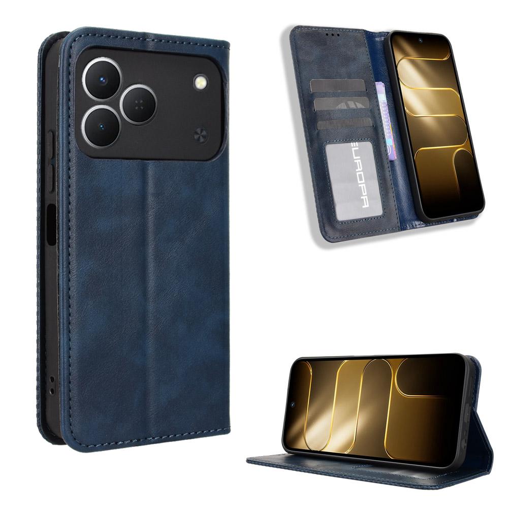 Flip Cover Compatible for Tecno Spark 50 4G Leather Case [Flip Vintage Leather] Shockproof Durable Retro Phone Case