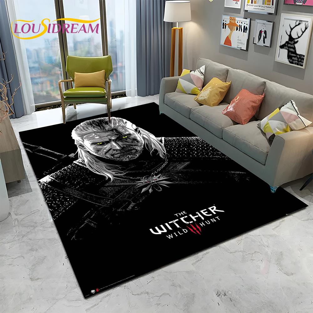3D W-Witcher Games Gamer TV Cartoon Carpet Rug for Home Living Room Bedroom Sofa Doormat Decor,kids Area Rug Non-slip Floor Mat
