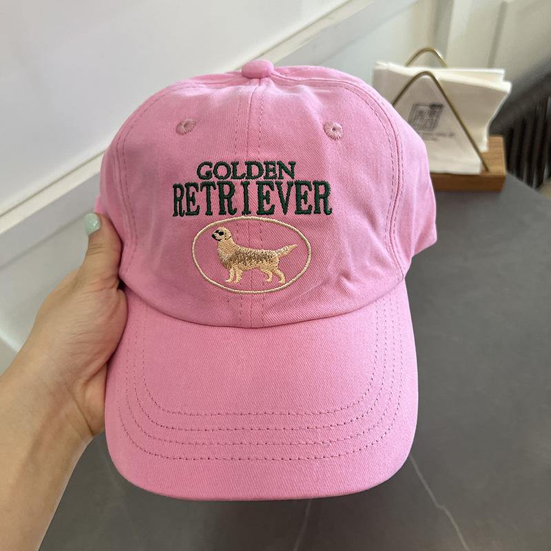 New Cute Golden Retriever Embroidered Letter Baseball Cap Female Soft Top Cotton Couple Versatile Cap