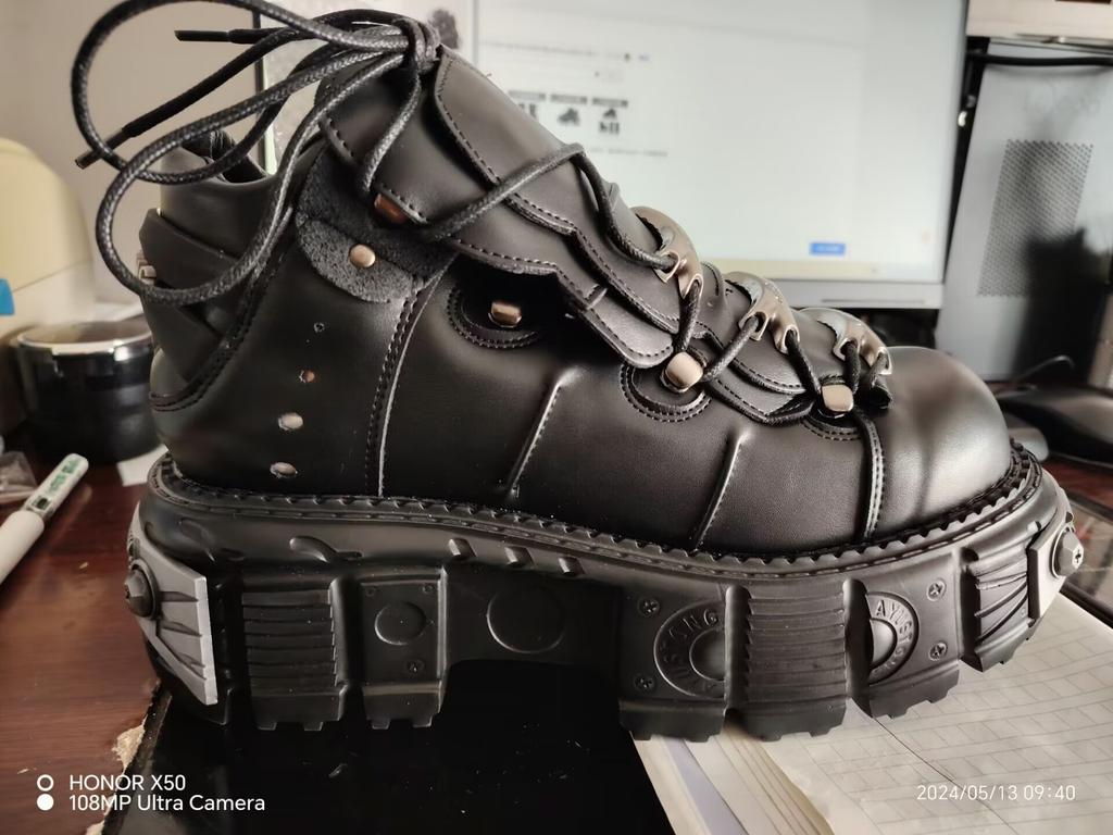 Prodotto Personalizzato Fatto a Mano Retrò Stile Punk Y2g Rock Testa Grande Pelle Uomo e Donna Stessa Piattaforma Scarpe con Suola Spessa