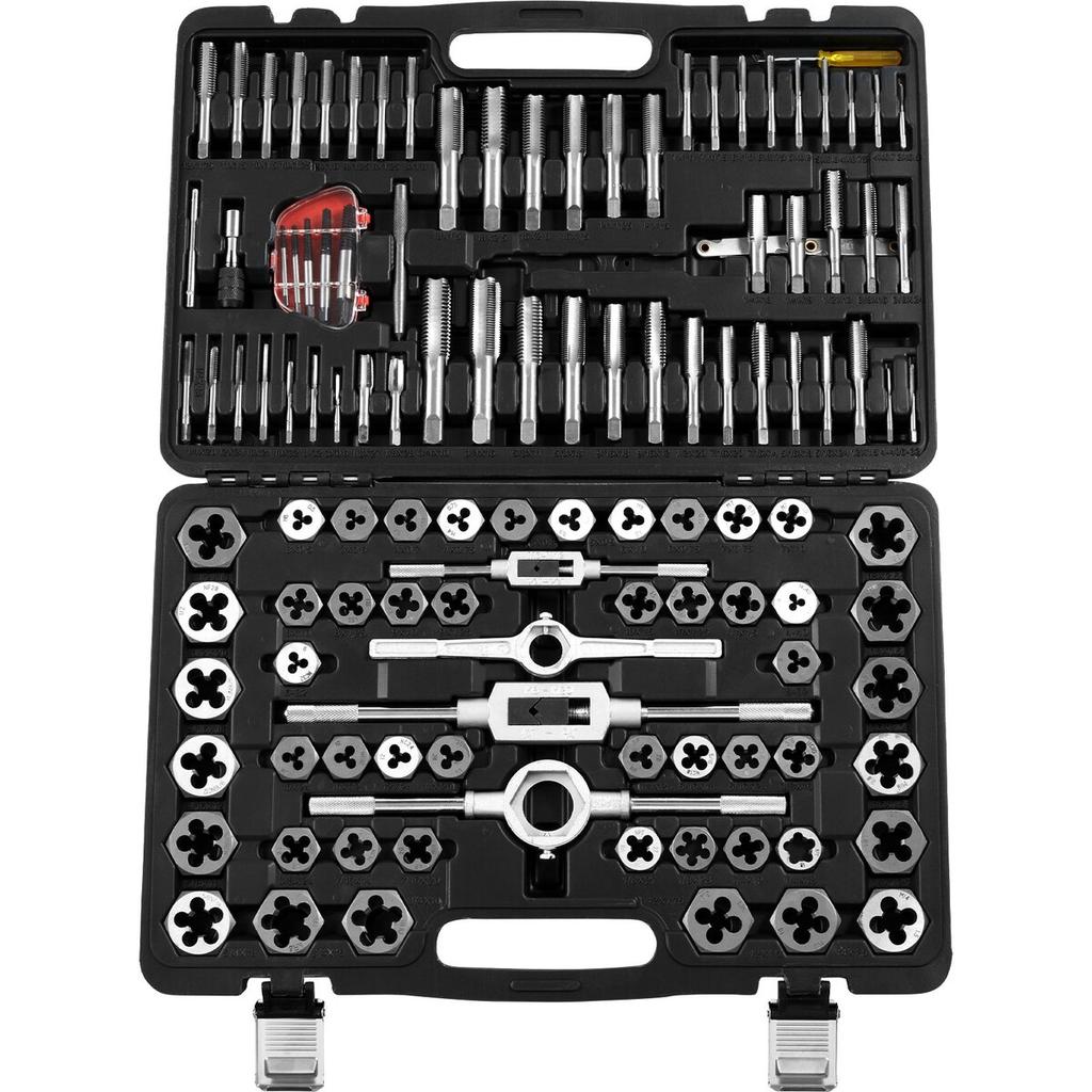 Tap and Die Set, 116-Piece Include Metric and SAE Size, Bearing Steel Taps and Dies, Essential Threading Tool for Cutting External Internal Threads,