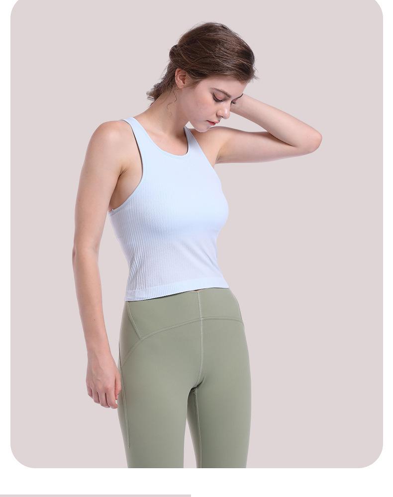 Lulu Women's Racerback Sports Tank Top with Chest Pads - Outdoor Summer Yoga Wear