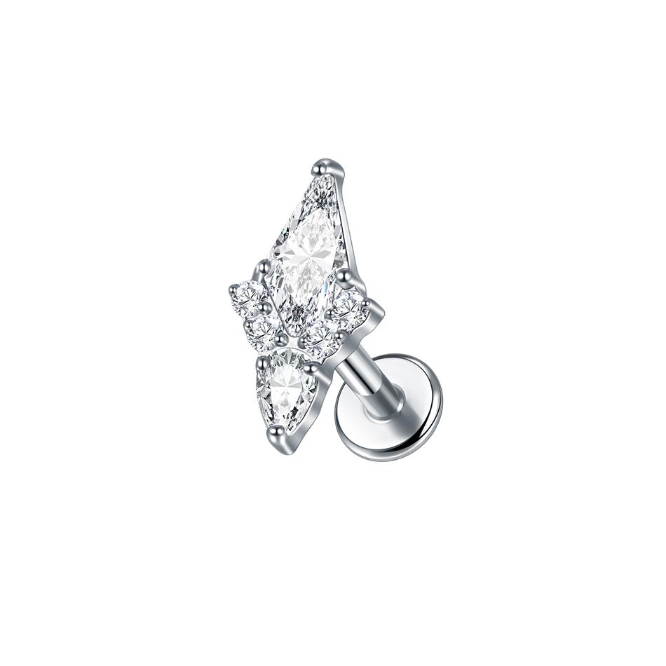 1Pc G23 Titanium Cz Crystal Ear Cartilage Tragus Helix Daith Piercing Internal Thread Lip Stud Labret Piercing Body Jewelry 16G