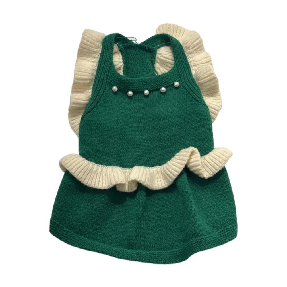 Pet Autumn/Winter Princess Skirt Autumn/Winter Knitted Cat Clothing Clothes Christmas Dress Cute Small and Medium Sized Dog