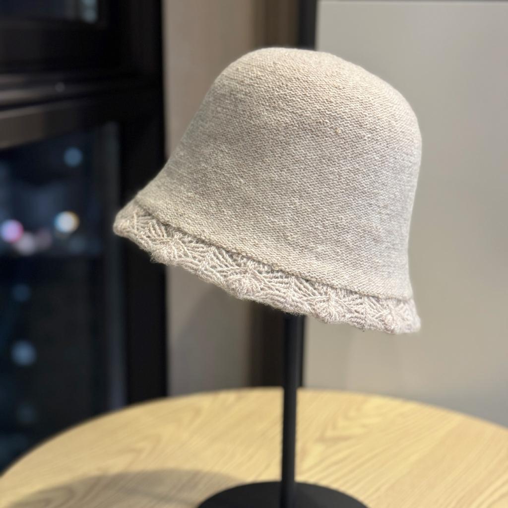 New Pure Wool Knitted Hat for Women in Autumn and Winter Gentle Lace Sweet and Fashionable Soft and Waxy Small Bucket Hat with Face