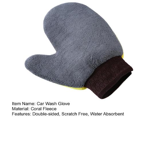1Pc Car Wash Mitt with Thumb Coral Fleece Double-sided Scratch Free Absorbent Auto Cleaning Glove Detailing Beauty Supplies