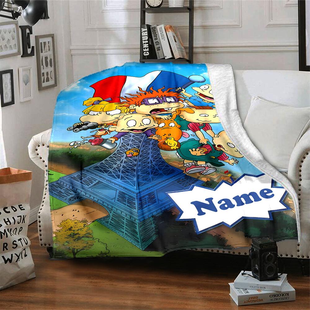 Custom Name Rugrats Theme Printed Blanket - Perfect for Couch, Bed, Travel & Outdoor Use | Machine Washable, Cozy & Durable.