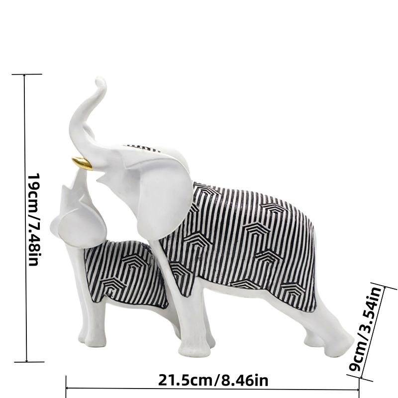 

Creative Striped Elephant Parent-child Statue Desk Decoration Ornaments Modern Abstract Animal Sculpture Room Aesthetic Decor білий