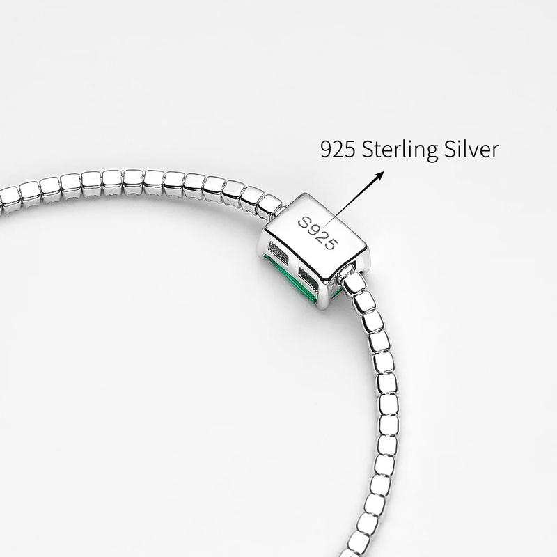 100% 925 Sterling Silver Tennis Bracelet Adjustable 5*7MM Emerald Cubic Zirconia  Fashion  Bracelet for Women Jewelry Gifts