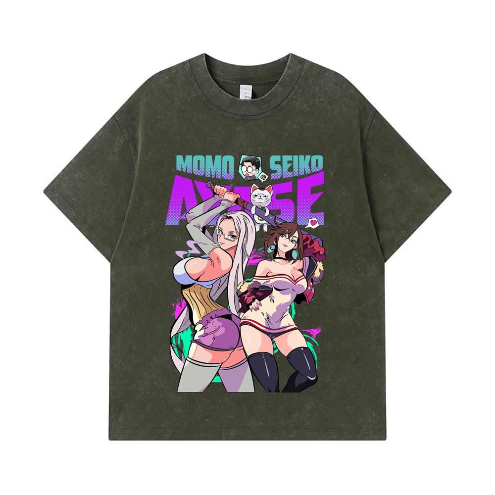 275 GSM Washed T-shirts 100% Cotton Dandadan V22 Momo Seiko Print Unisex Heavy Cotton T Shirt