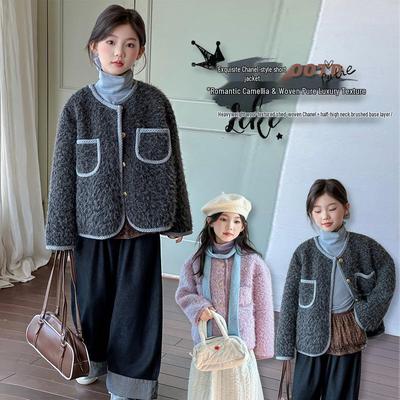 2025 Girls' Stylish Fur Coat: Thickened, Elegant Autumn/Winter Wear for Children