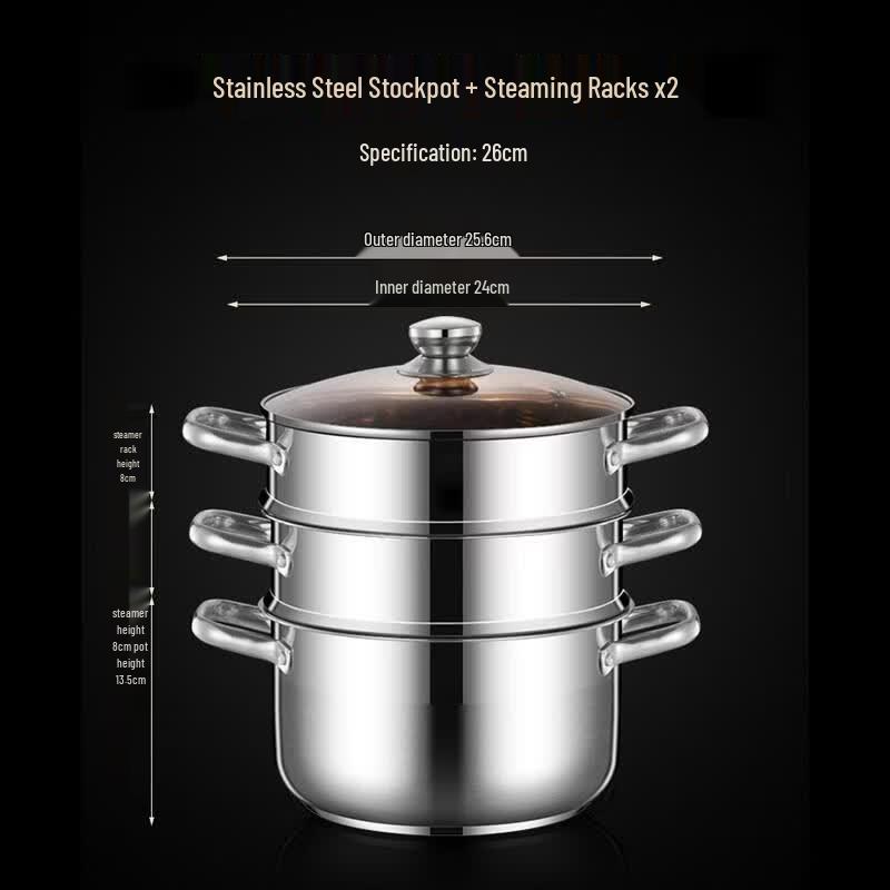 

HANDUNYOU Stainless Steel Soup Pot with Steamer