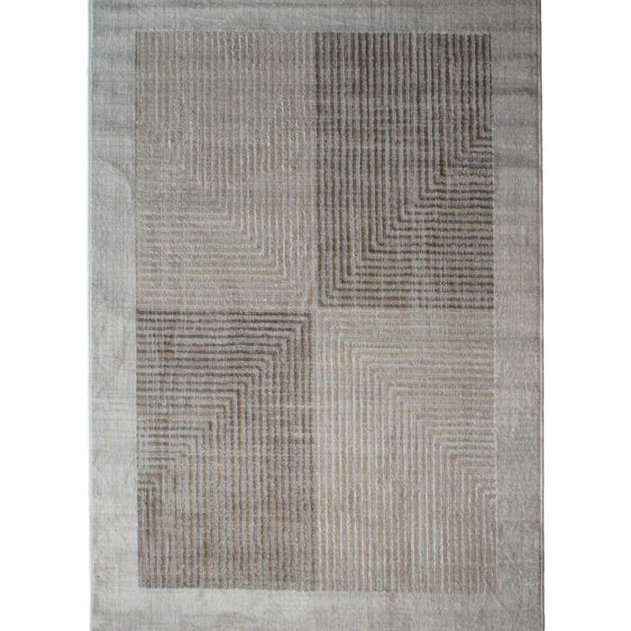Modern Living Room Rug Geometric Pattern Grey Beige 120x170