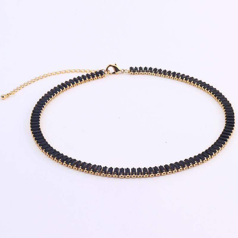 

Luxury 18K Gold Iced Out Rainbow Bling 5A Cubic Zirconia Tennis Choker Necklace For Girl Women Fashion Wedding Jewelry Gifts