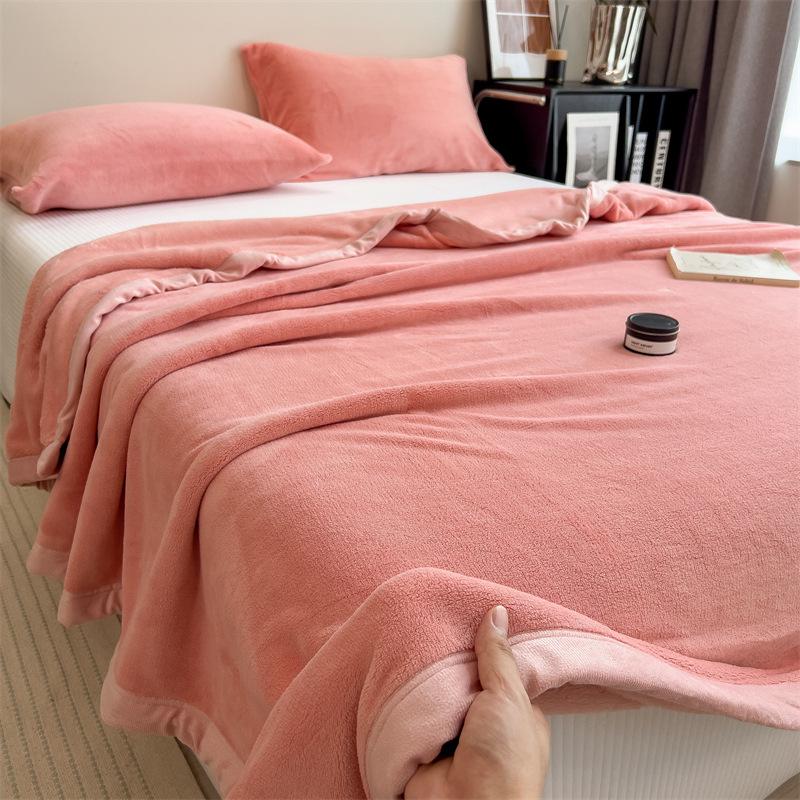 Single Piece Thickened Velvet Flannel Bed Sheet - Warm Autumn/Winter Coral Fleece Duvet Cover & Blanket