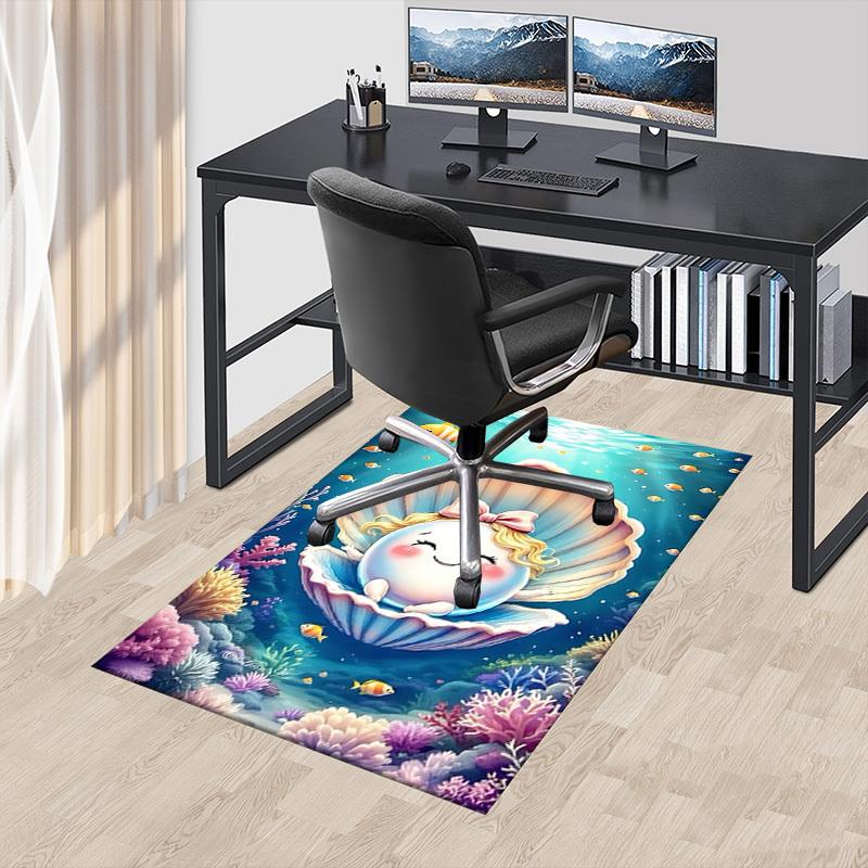 1PC shell ocean Extra Large Non Slip Floor carpet, Office, family, bedroom, Studio Large Area Rug Indoor Rugs, Vibrant Colors