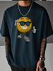 Unisex Summer Oversized T Shirt Cool Sunglasses Emoji Graphic Tee Hip Hop Casual Short Sleeve Loose Streetwear Fashion Top