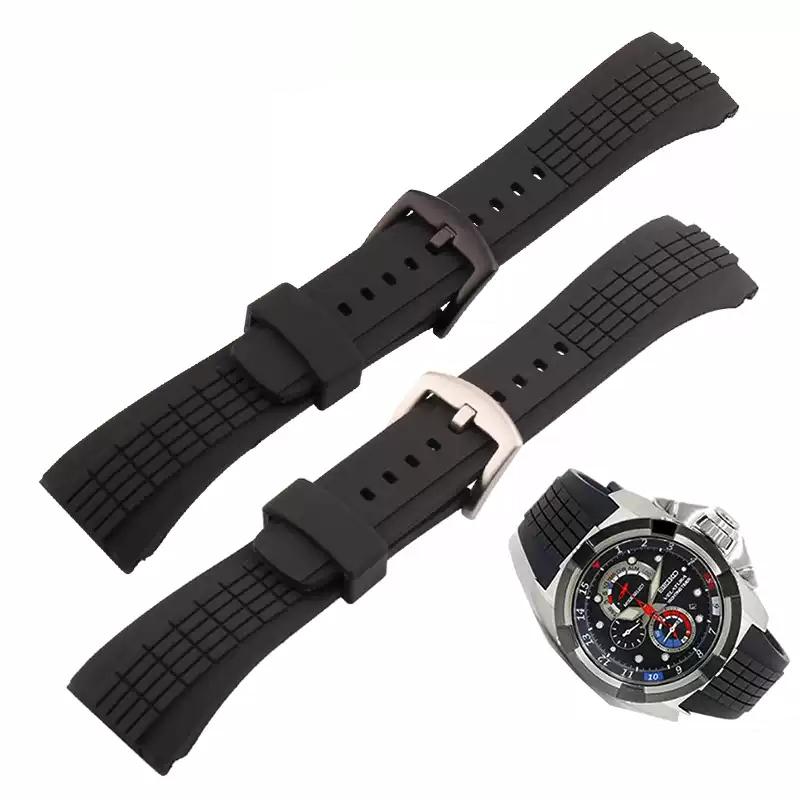 26mm For Seiko Watch with VELATURA Series Silicone Bracelet SRH006 SPC007 Black Men's Accessories