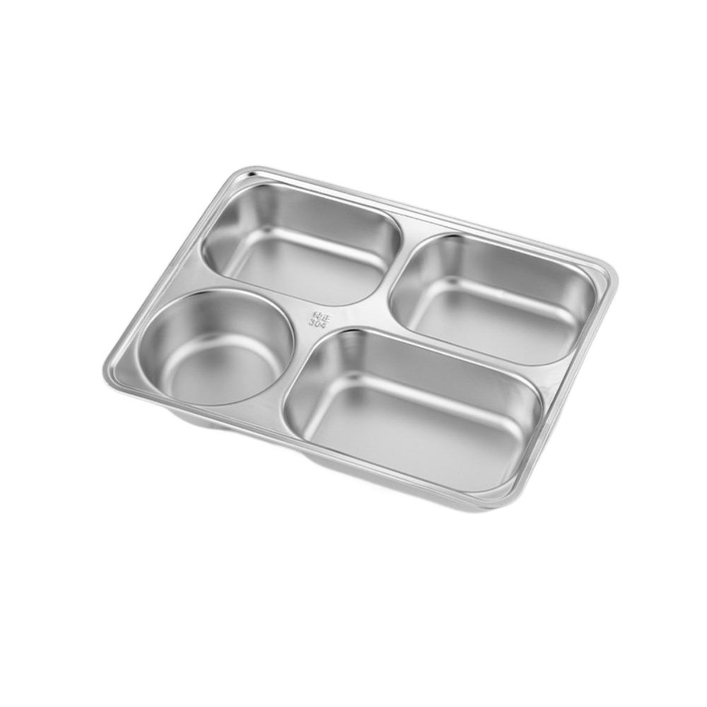 Stackable Stainless Steel Dinner Plate Divided Breakfast Plate Rectangular Fast Food Plate  Canteen
