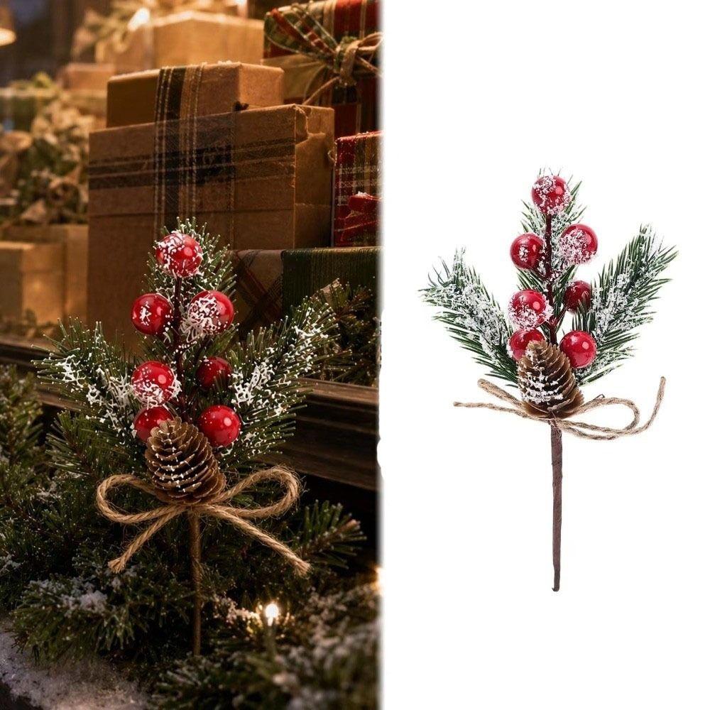 Snowflake Christmas Decoration Pine Cone Christmas Berry Lifelike Artificial Pine Branch Home