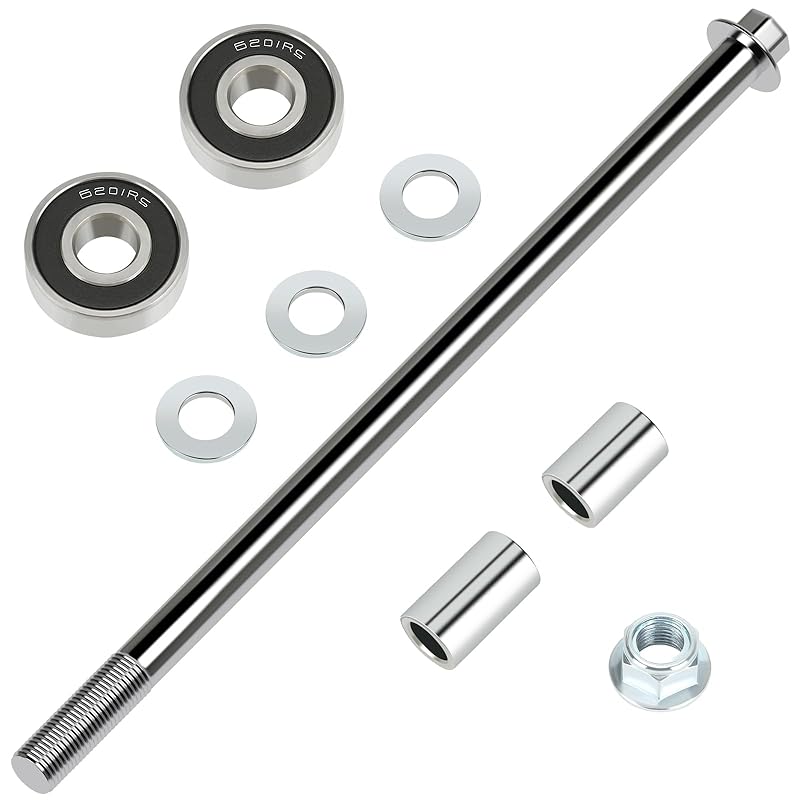 12Mm 270Mm Mini Bike Rear Axle Nut Bolt With 6201RS Wheel Bearings Replacement For Coleman CT100U Minibike 97Cc 100Cc 2.5 3.0HP Powersports