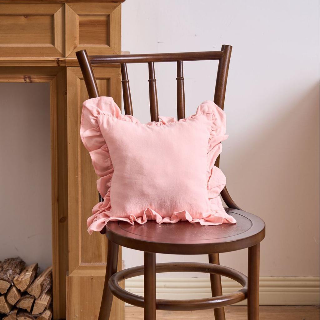 French Ruffle Edge Pillow Cover Solid Color Pillow Living Room Sofa Pillow Chair Back Waist Pillow Cover