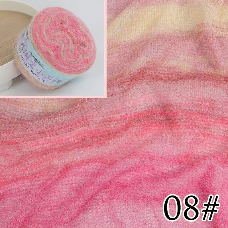 Warm Color Gradient Mohair Soft and Skin Friendly Mohair Fine Thread Hand Woven Crochet Baby Sweater Scarf Glove Material