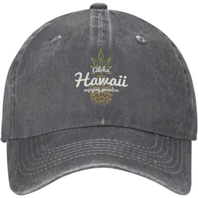 Funny Pineapple Hawaii Vintage Distressed Adjustable Washed Denim Mens Dad Trucker Hat Baseball Ball Cap for Men