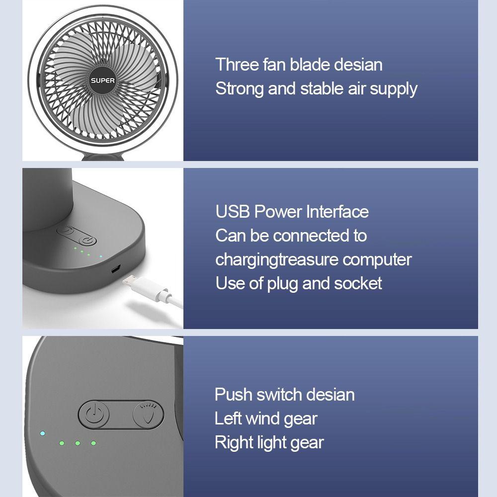 Portable Rechargeable Fan with Light Camping Fan Rechargeable Desktop Portable Circulator Wireless Electric Fan LED Night Light