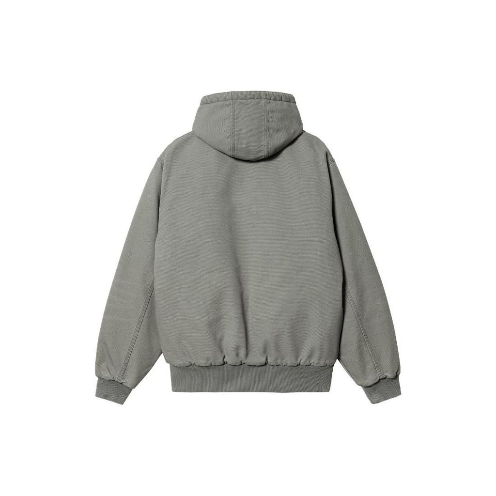 Carhartt WIP SS23 Active Jacket Classic Solid Color Canvas Distressed Loose Cotton Warm Hooded Jacket Men jackets Smoke-Green I027360-1ND-3K