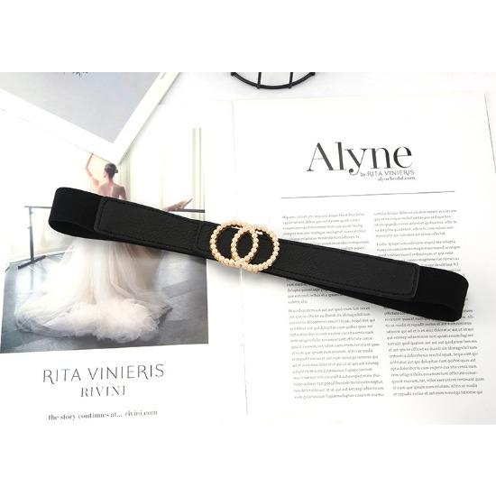 Retro Elastischer Perlen-Strass-Doppel-Rundschnallen-Taillengürtel Mit Rock Dekorativem Korsett Elastischer Gürtel