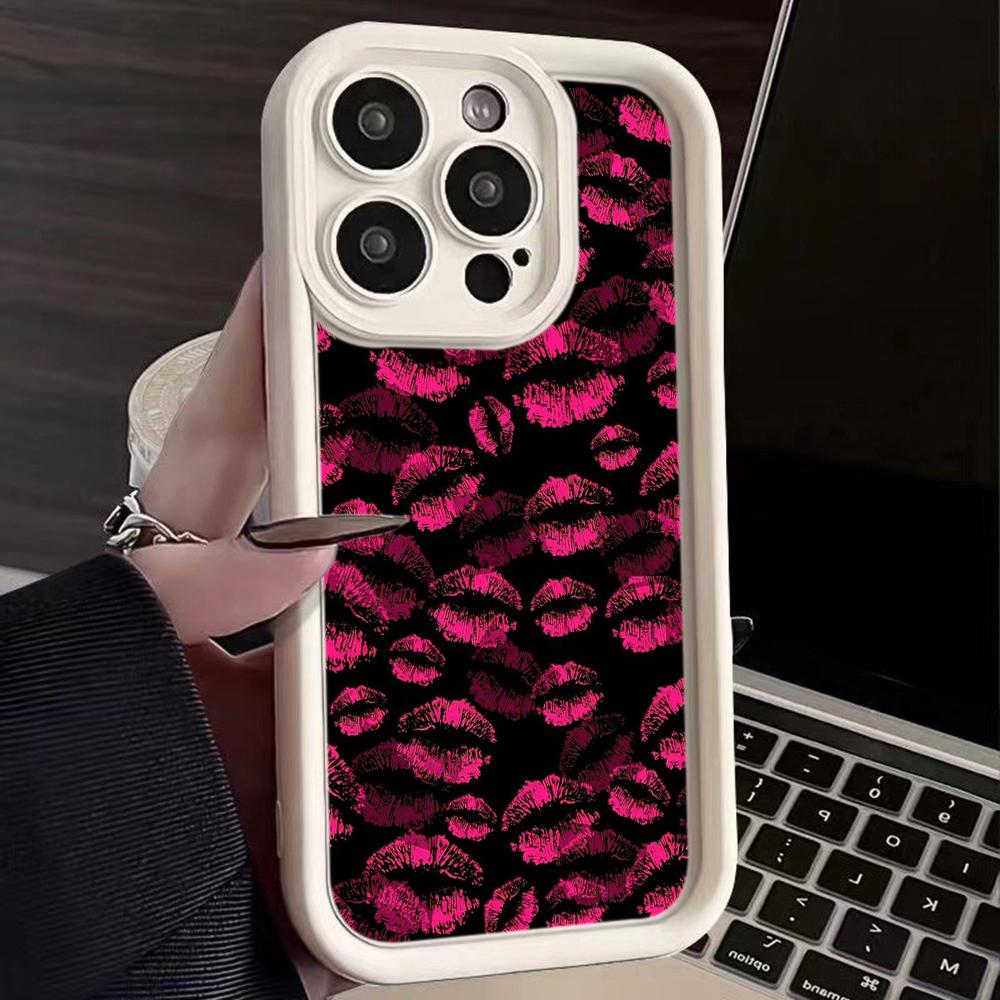 LZ22 Lips Kiss Digital Design Silicone Phone Case for iPhone 11 13 14 15 16 Pro Max 7 8 16 Plus 12 Mini XS Max XR Shockproof Back Cover