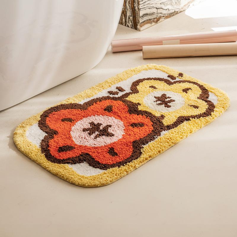 

Cartoon Yuanbao Bathroom Anti-slip Pad Shower Room Bathroom Door Flocking Floor Mat Toilet Absorbent Tufted Foot Pad 40X60CM