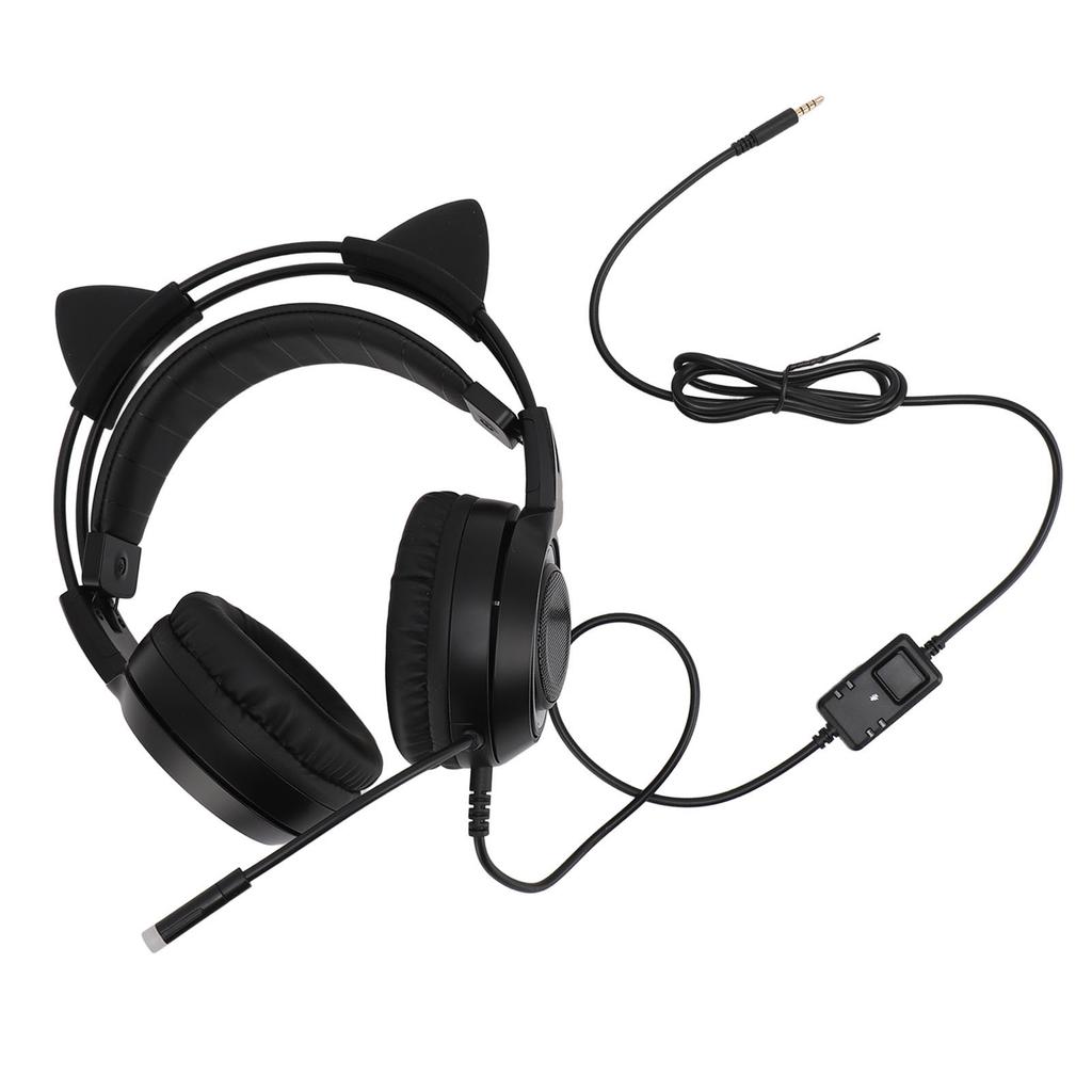 Gaming Hdset 3.5mm Plug Stereo Noise Reduction Cute Cat   Over r Hdphone with Mic for Girls for X BOX PC Phone