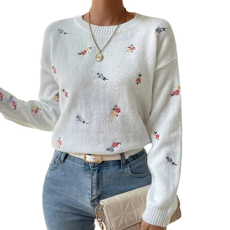 Women S Knitted Long Sleeve Round Neck Casual Sweater