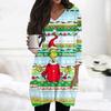 Womens Tops V-neck 3/4 Sleeve Blouses Casual Mid-length Shirts Fashion Christmas Print Tunic Tops With Pockets