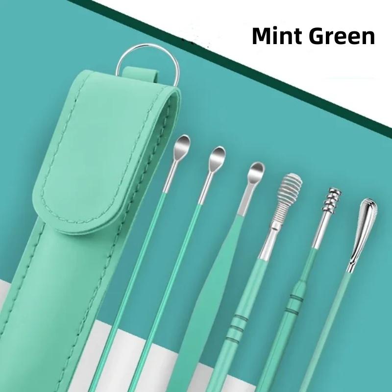 Ear Scoop 6-piece Set Household Portable Keychain Ear Scoop Ear Pick Screw Ear Scoop Cleaner Ear Picking Tool